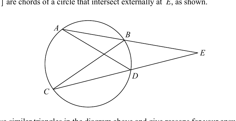 Circle with chords AB and CD extended to meet externally at point E