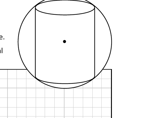 A cylinder fitting exactly inside a sphere, its top and bottom edges touching the sphere