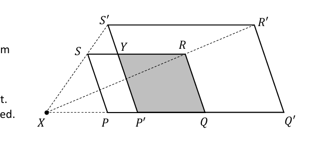 Same enlargement with region P'QRY shaded